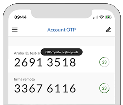 App Aruba OTP su smartphone
